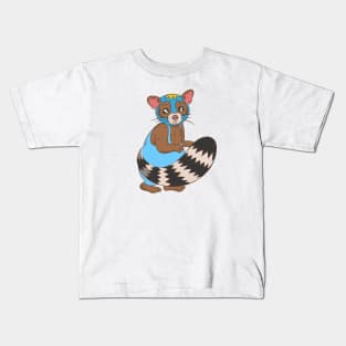 Funny Raccoon Luchador Wrestler Kids T-Shirt